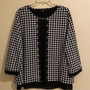 Caleoas BOHO Business Office Black White Top Size L Tunic Under Top Attachment